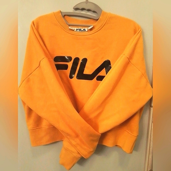Vintage Rare Women's FILA Cropped Mustard Yellow (Soft Inside) Sweatshirt! - Picture 2 of 3